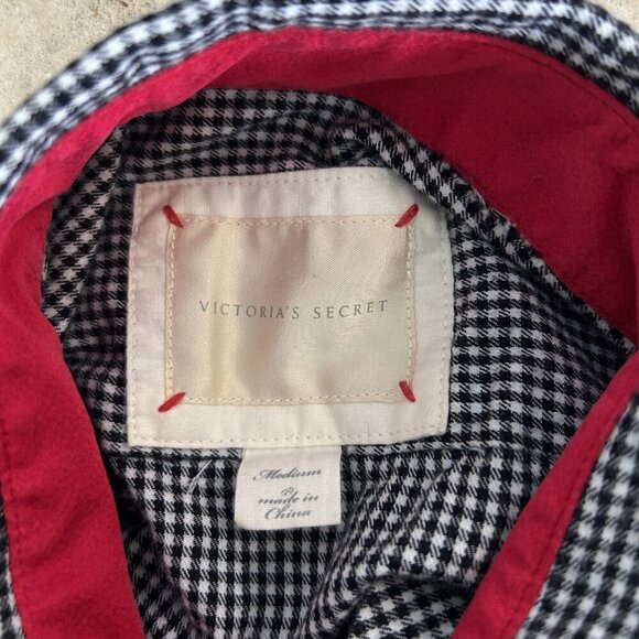 Victoria's Secret Black Gingham Check Flannel Night Sleep Shirt Size Medium - Picture 4 of 9